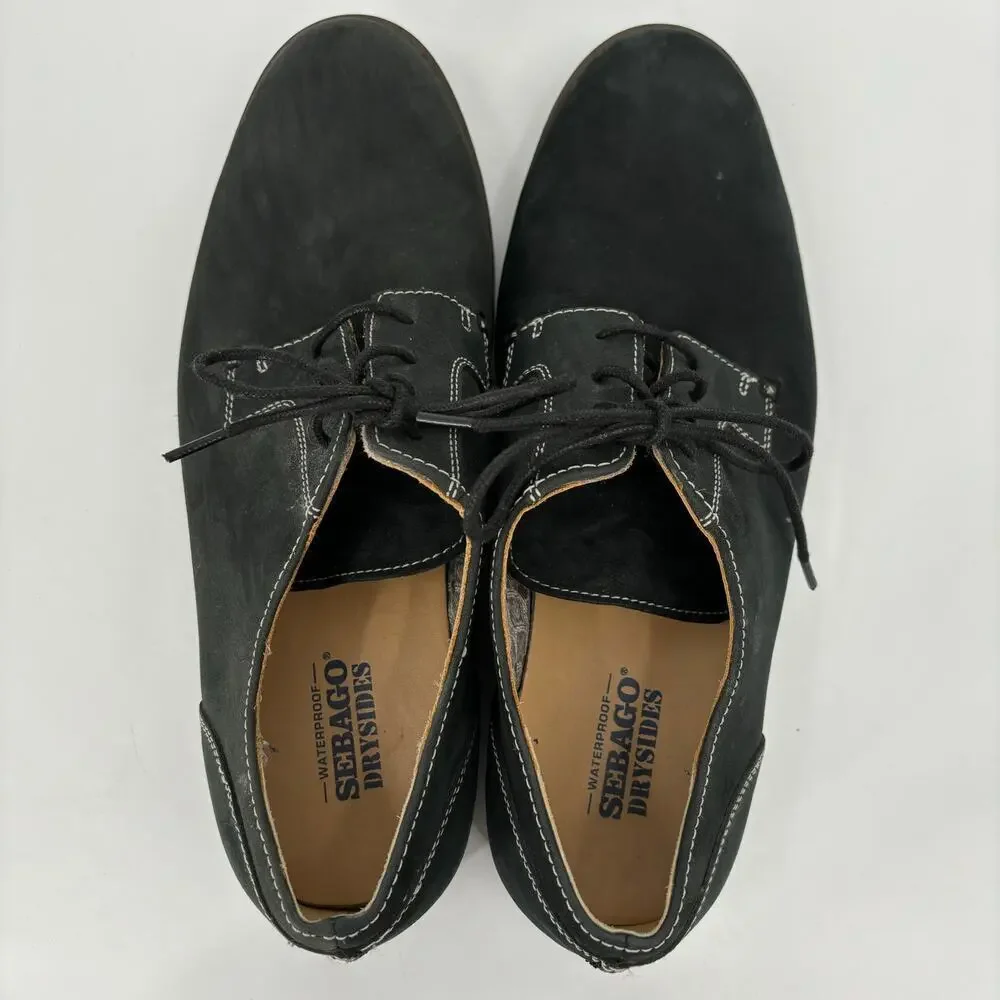 Sebago Shoes Mens‎ Size 10 Black Lace Up Waterproof Nubuck Suede Dryside Rutland